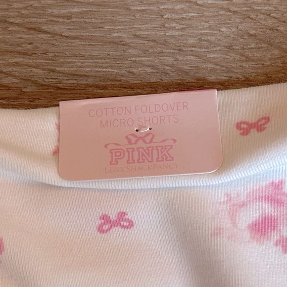NWT Loveshackfancy x PINK Victoria's Secret fold over micro shorts - Picture 10 of 11